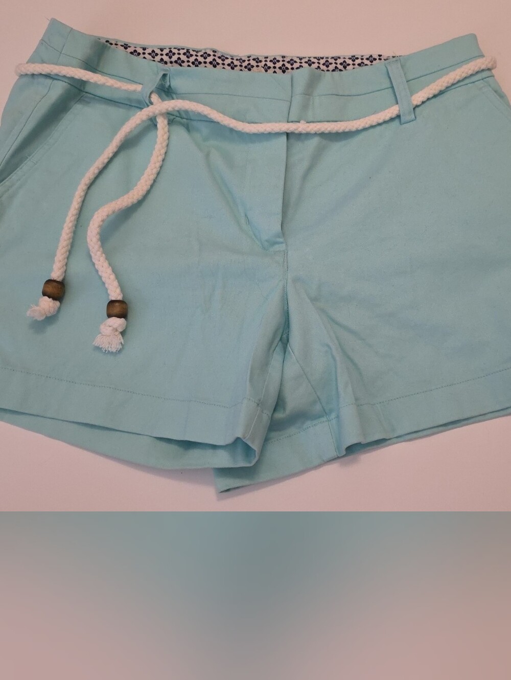Cambridge Dry Goods Light Aqua Drawstring Cotton Bermuda Shorts